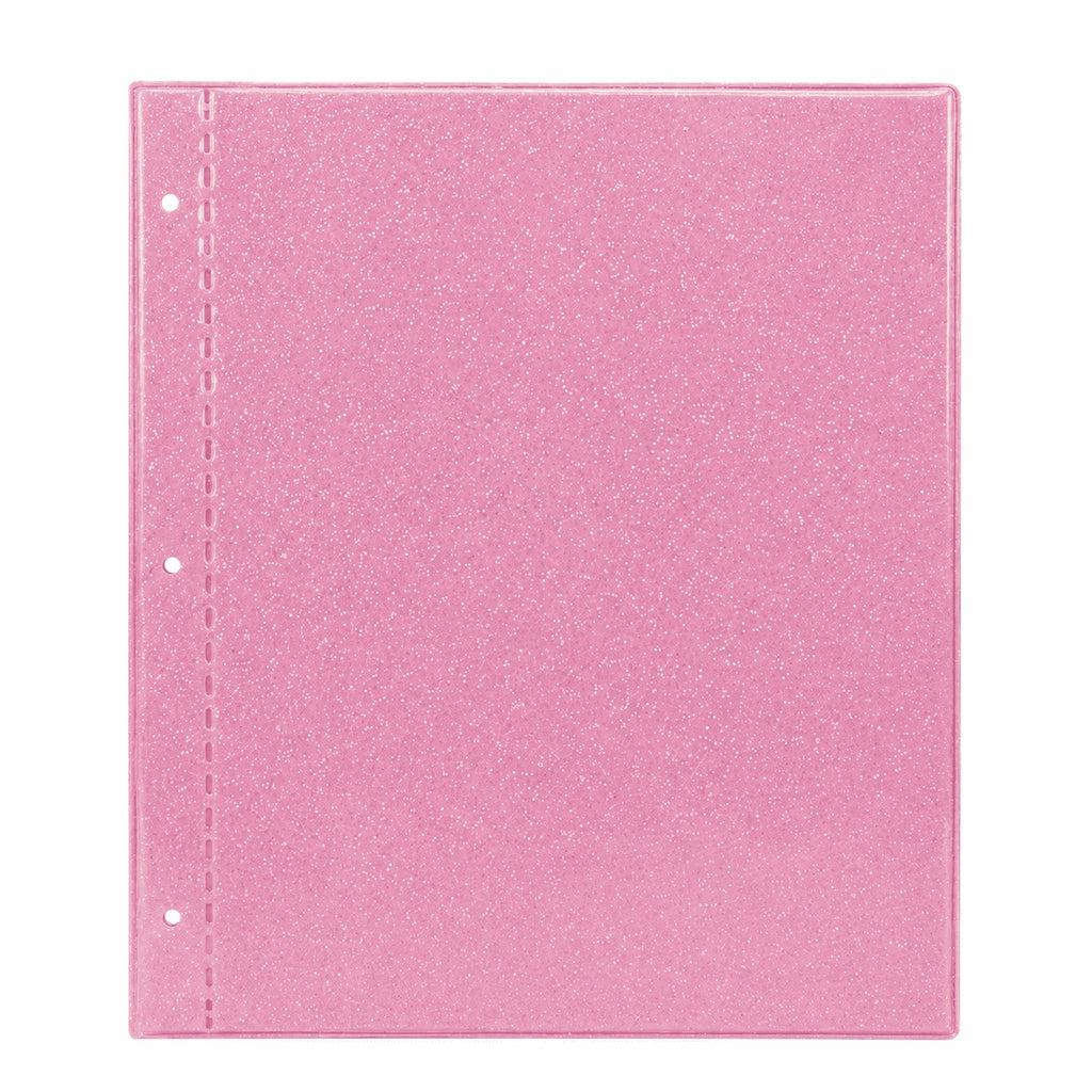 Pasta separable rosa escarchada 3 tornillos tamaño carta, fabricada en Colombia - Paperfas