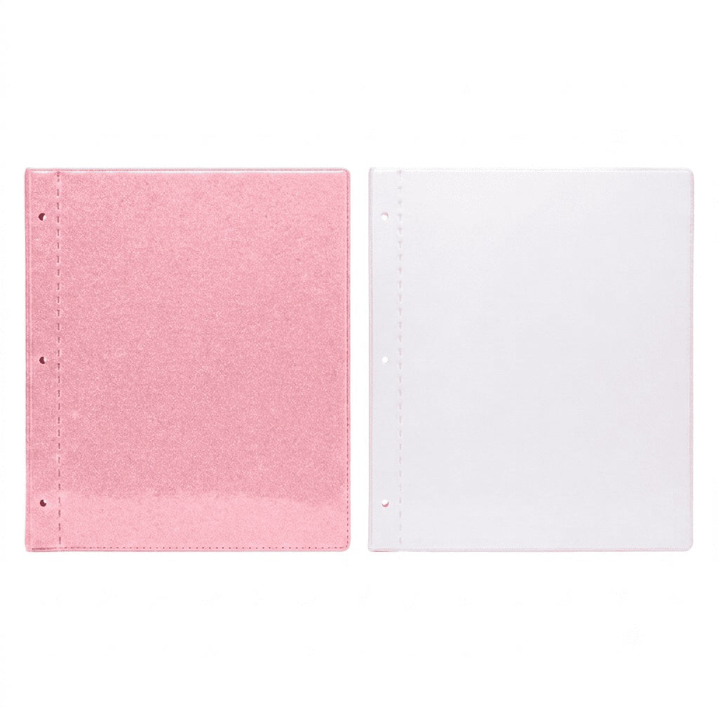Pasta separable rosa escarchada 3 tornillos tamaño carta, fabricada en Colombia - Paperfas
