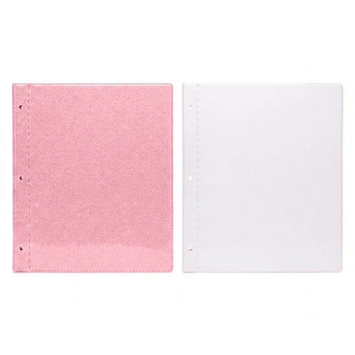 Pasta separable rosa escarchada 3 tornillos tamaño carta, fabricada en Colombia - Paperfas