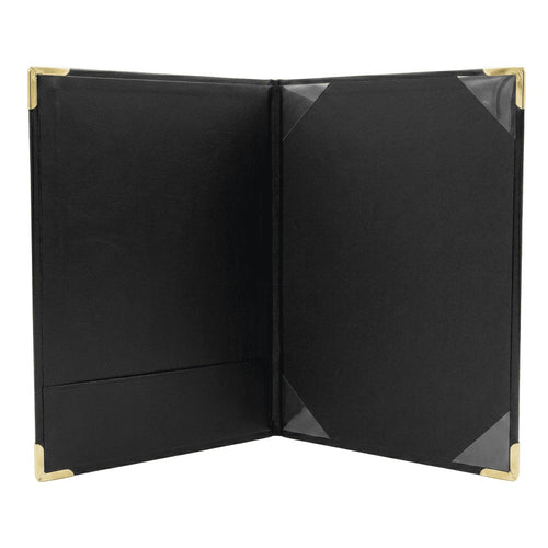 Interior porta diploma negro tamaño carta con bolsillo protector, fabricado en Colombia - Paperfas
