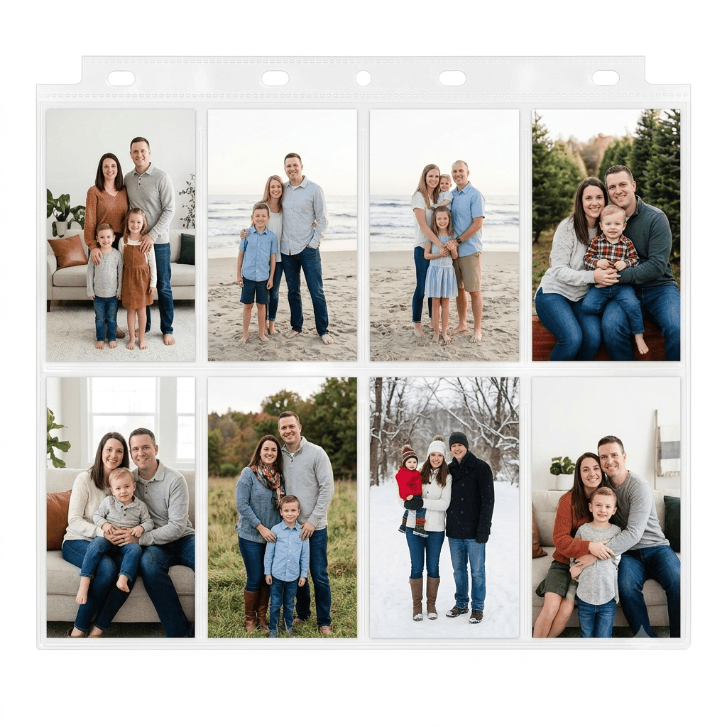 Hoja protectora para 16 fotos tamaño carta, incluida en álbum de fotos fabricado en Colombia - Paperfas
